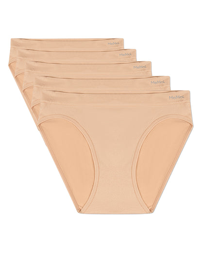 5 Pair Women's Seamless Tag-Free Bikini Panties - Stripes, Solids, Heathers