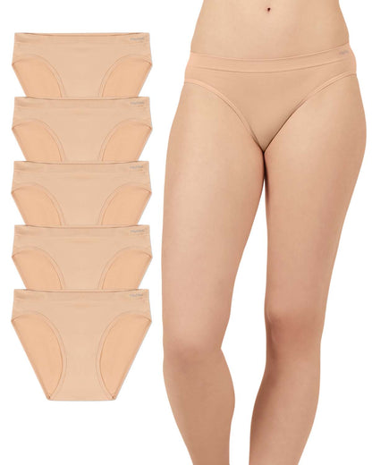 5 Pair Women's Seamless Tag-Free Bikini Panties - Stripes, Solids, Heathers