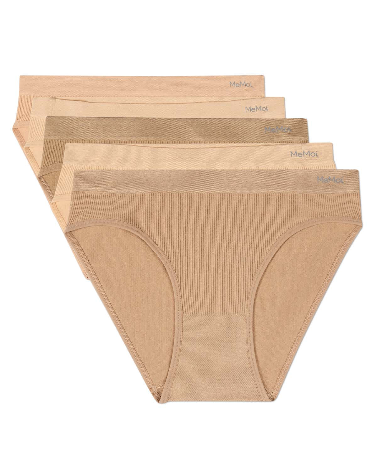 5 Pair Women's Seamless Pin-Rib Tag-Free Bikini Panties