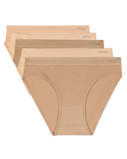 5 Pair Women's Seamless Pin-Rib Tag-Free Bikini Panties