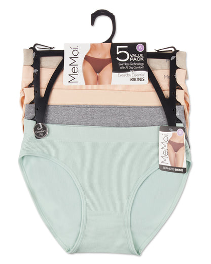 5 Pair Women's Seamless Pin-Rib Tag-Free Bikini Panties