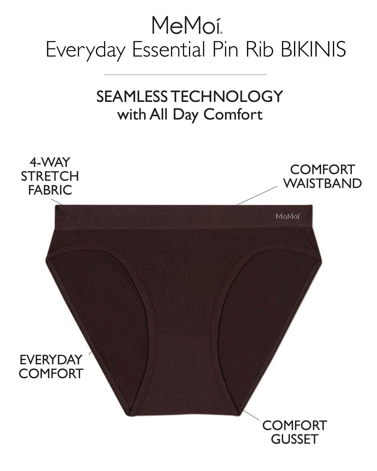 5 Pair Women's Seamless Pin-Rib Tag-Free Bikini Panties