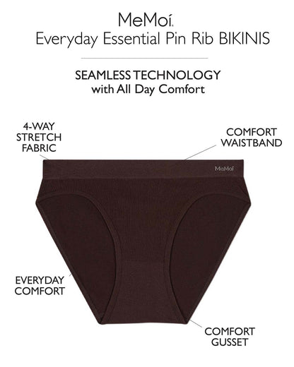5 Pair Women's Seamless Pin-Rib Tag-Free Bikini Panties