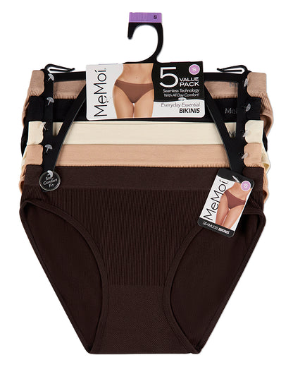 5 Pair Women's Seamless Pin-Rib Tag-Free Bikini Panties