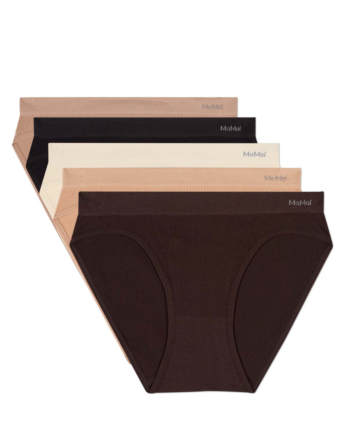 5 Pair Women's Seamless Pin-Rib Tag-Free Bikini Panties