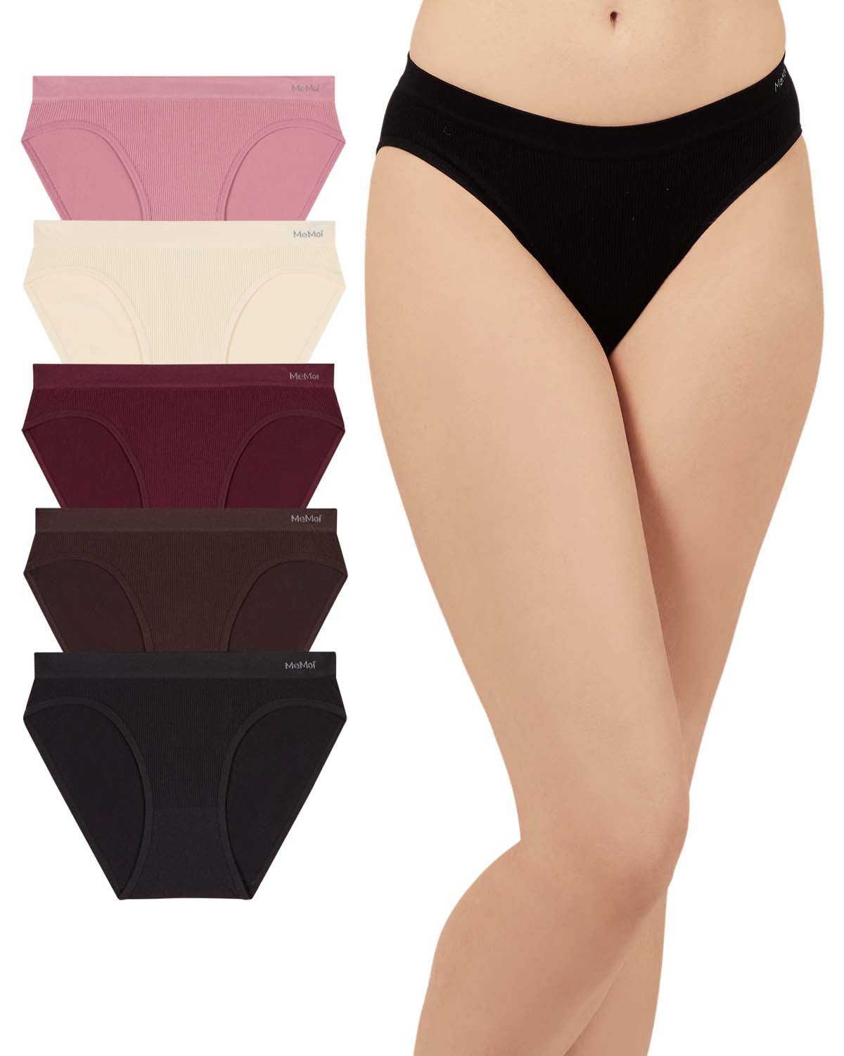 5 Pair Women's Seamless Pin-Rib Tag-Free Bikini Panties