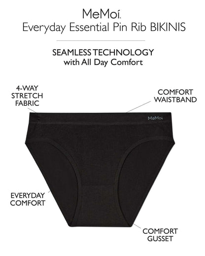 5 Pair Women's Seamless Pin-Rib Tag-Free Bikini Panties