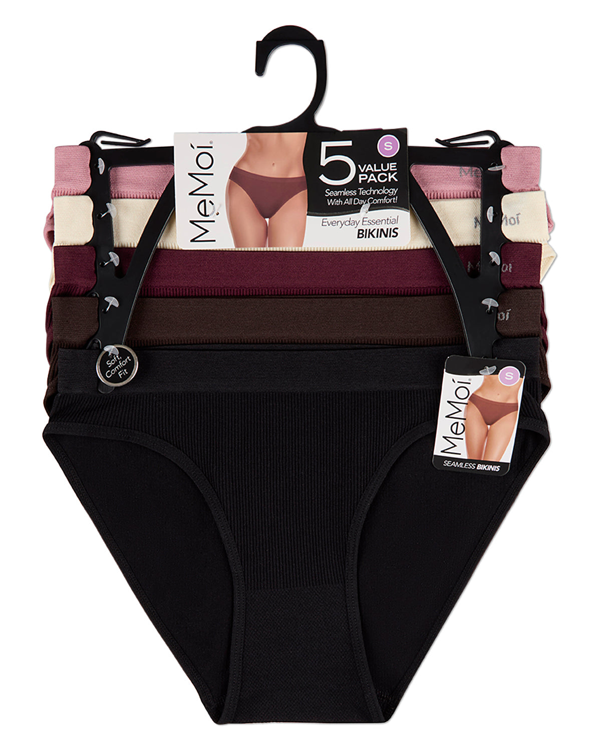 5 Pair Women's Seamless Pin-Rib Tag-Free Bikini Panties
