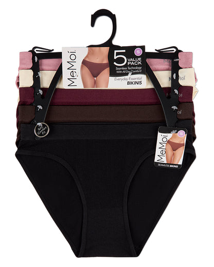 5 Pair Women's Seamless Pin-Rib Tag-Free Bikini Panties