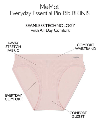 5 Pair Women's Seamless Pin-Rib Tag-Free Bikini Panties