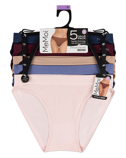 5 Pair Women's Seamless Pin-Rib Tag-Free Bikini Panties