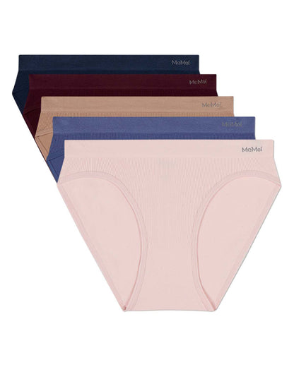 5 Pair Women's Seamless Pin-Rib Tag-Free Bikini Panties