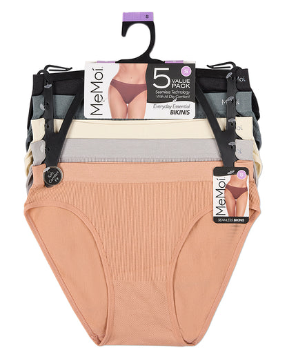 5 Pair Women's Seamless Pin-Rib Tag-Free Bikini Panties