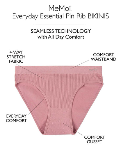 5 Pair Women's Seamless Pin-Rib Tag-Free Bikini Panties