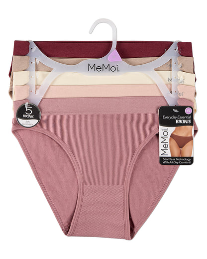 5 Pair Women's Seamless Pin-Rib Tag-Free Bikini Panties