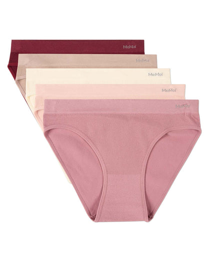 5 Pair Women's Seamless Pin-Rib Tag-Free Bikini Panties