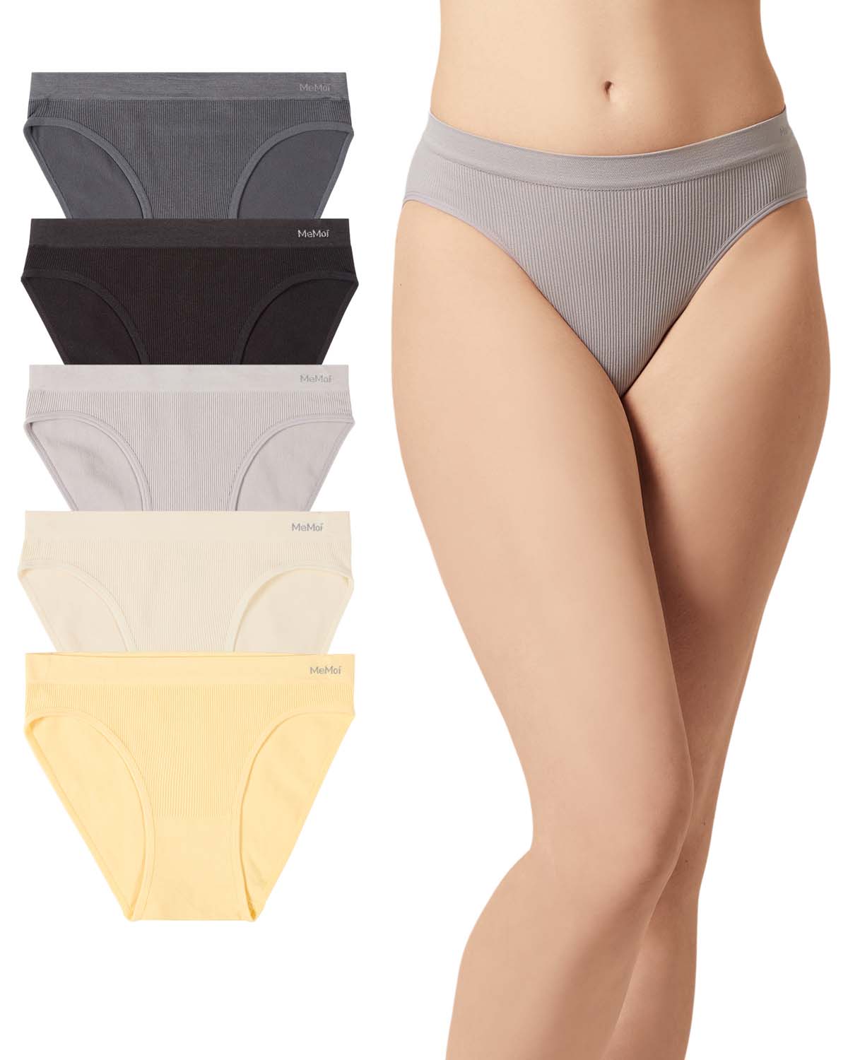 5 Pair Women's Seamless Pin-Rib Tag-Free Bikini Panties