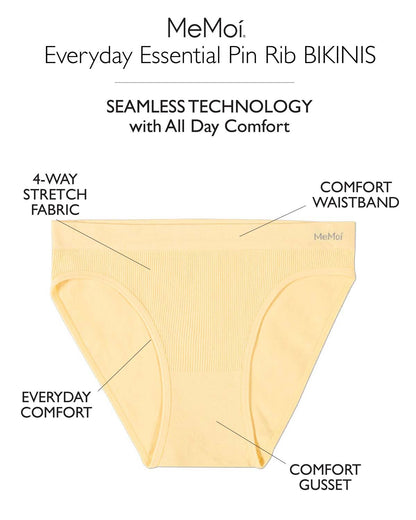 5 Pair Women's Seamless Pin-Rib Tag-Free Bikini Panties