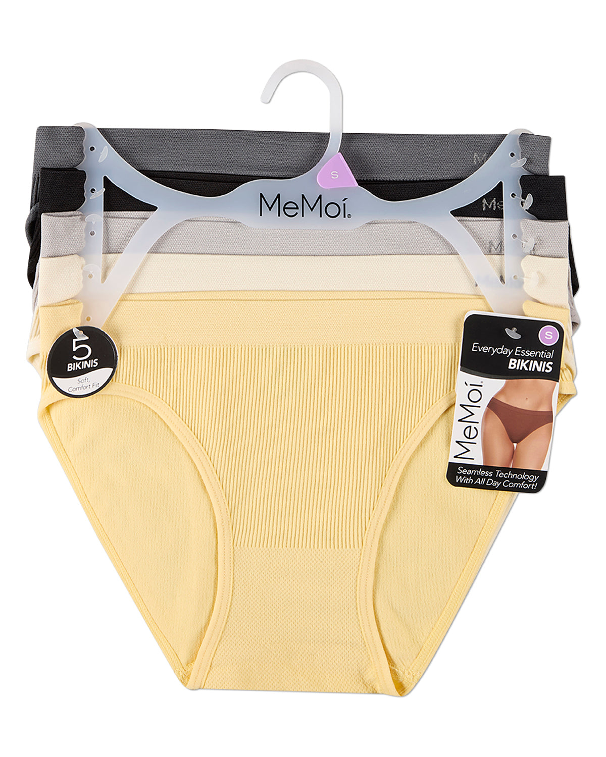 5 Pair Women's Seamless Pin-Rib Tag-Free Bikini Panties