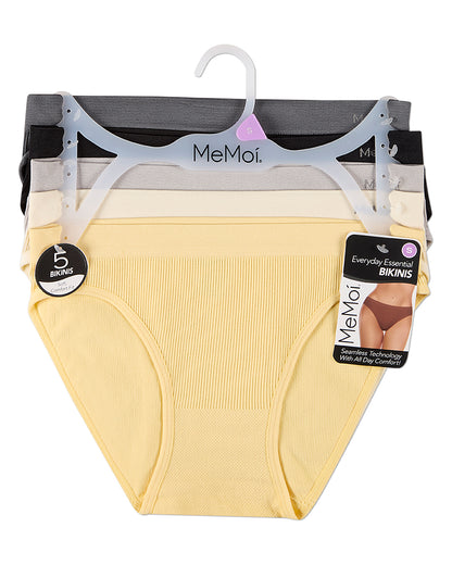 5 Pair Women's Seamless Pin-Rib Tag-Free Bikini Panties