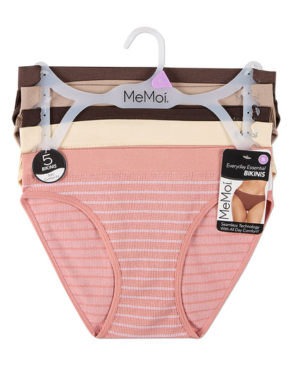 5 Pair Women's Seamless Pin-Rib Tag-Free Bikini Panties