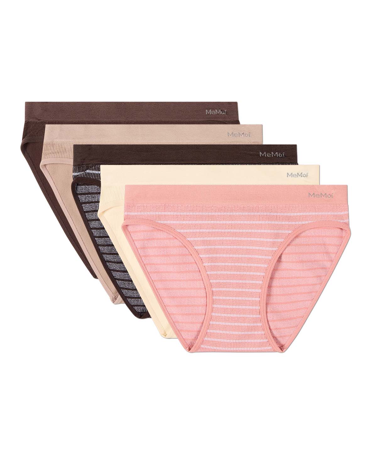 5 Pair Women's Seamless Pin-Rib Tag-Free Bikini Panties