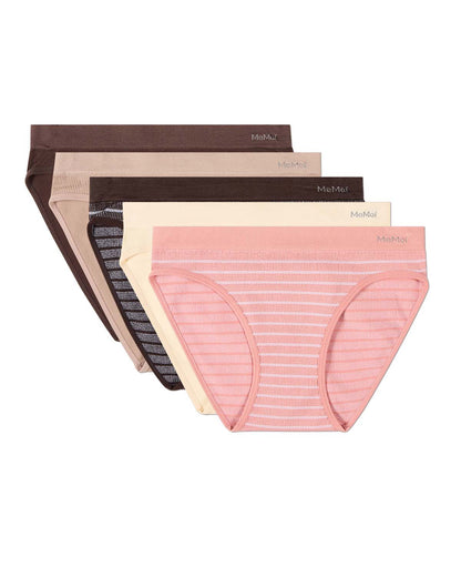 5 Pair Women's Seamless Pin-Rib Tag-Free Bikini Panties