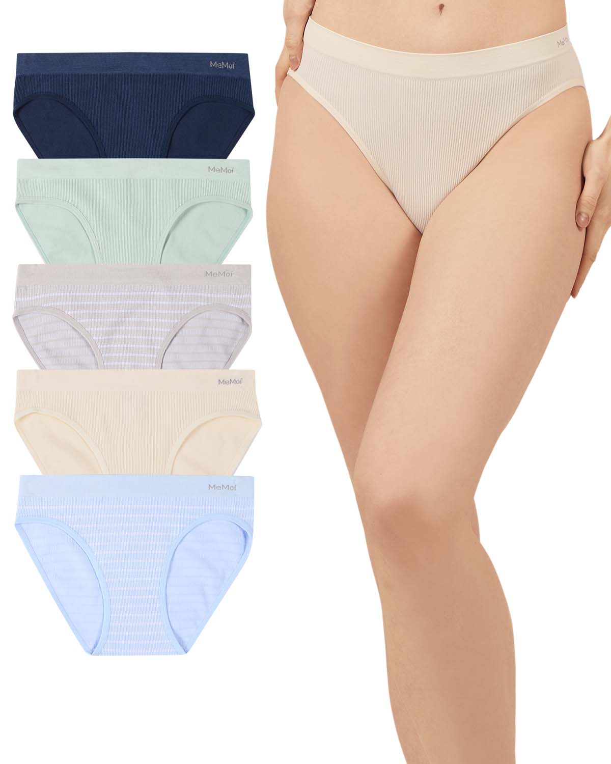 5 Pair Women's Seamless Pin-Rib Tag-Free Bikini Panties