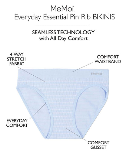 5 Pair Women's Seamless Pin-Rib Tag-Free Bikini Panties