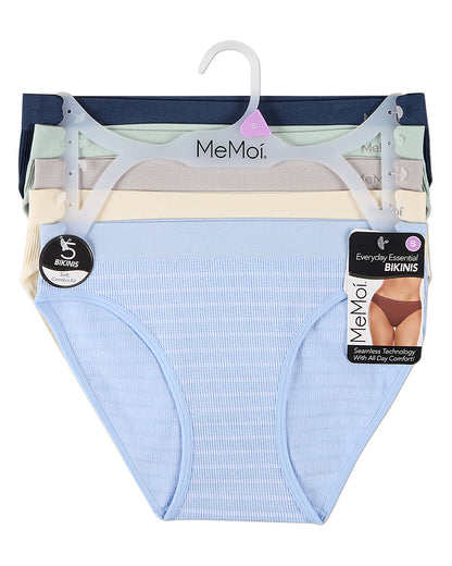 5 Pair Women's Seamless Pin-Rib Tag-Free Bikini Panties