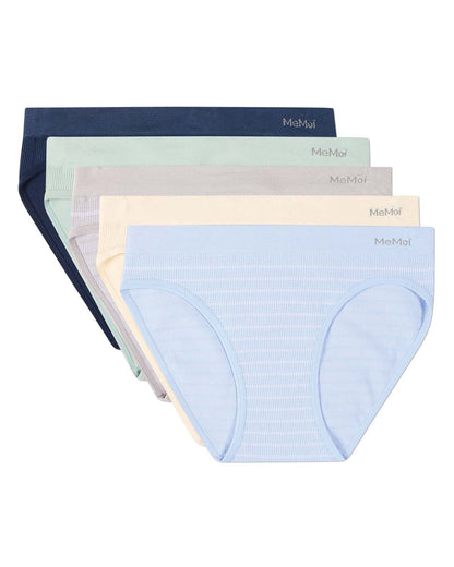 5 Pair Women's Seamless Pin-Rib Tag-Free Bikini Panties