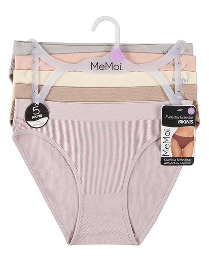 5 Pair Women's Seamless Pin-Rib Tag-Free Bikini Panties