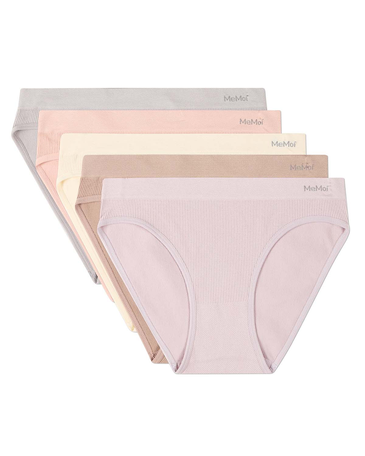 5 Pair Women's Seamless Pin-Rib Tag-Free Bikini Panties