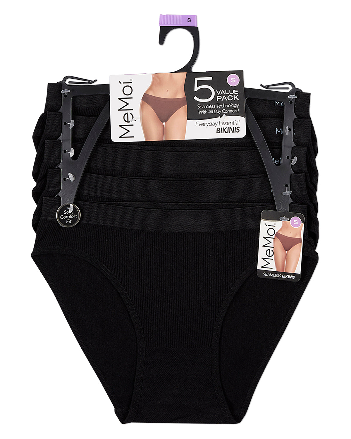 5 Pair Women's Seamless Pin-Rib Tag-Free Bikini Panties