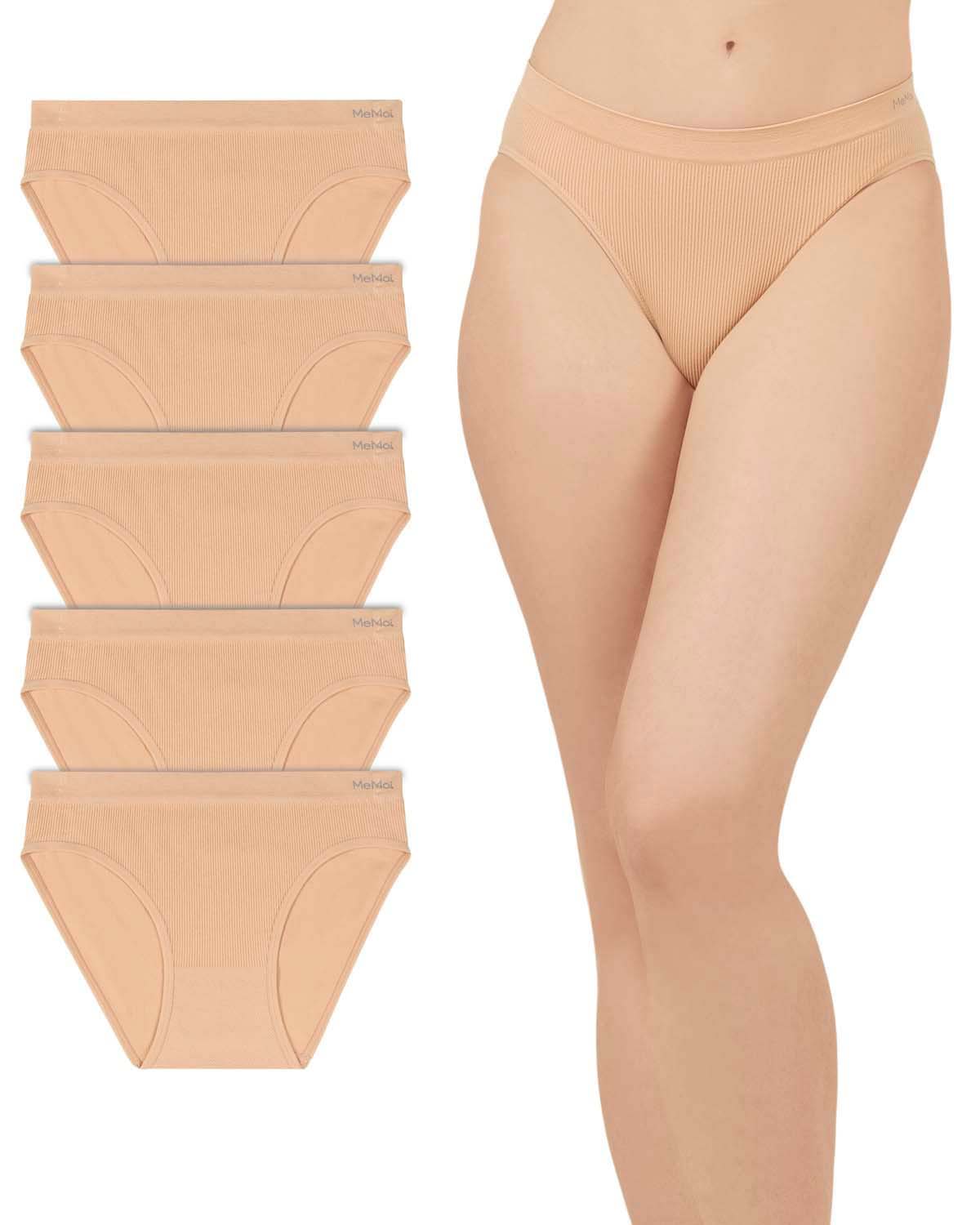 5 Pair Women's Seamless Pin-Rib Tag-Free Bikini Panties