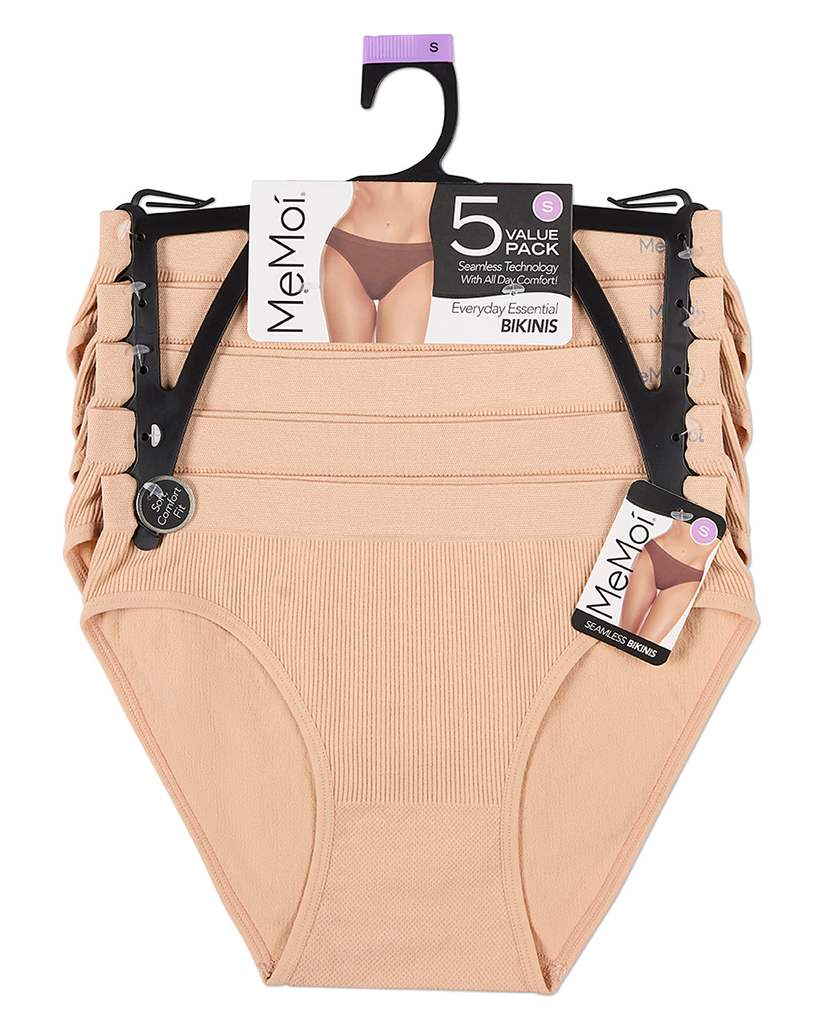 5 Pair Women's Seamless Pin-Rib Tag-Free Bikini Panties