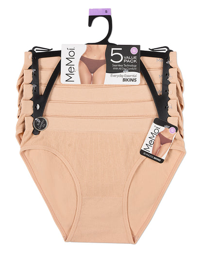 5 Pair Women's Seamless Pin-Rib Tag-Free Bikini Panties