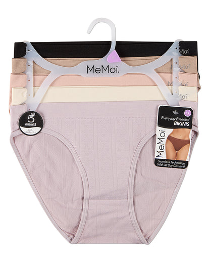 5 Pair Women's Seamless Pointelle Tag-Free No-Show Bikini Panties