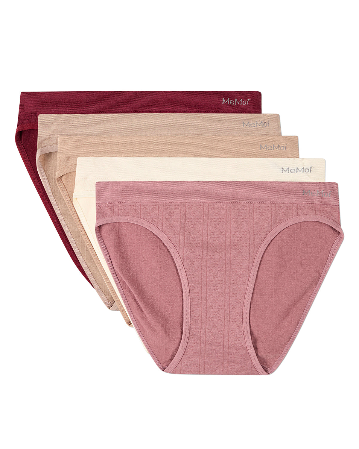 5 Pair Women's Seamless Pointelle Tag-Free No-Show Bikini Panties