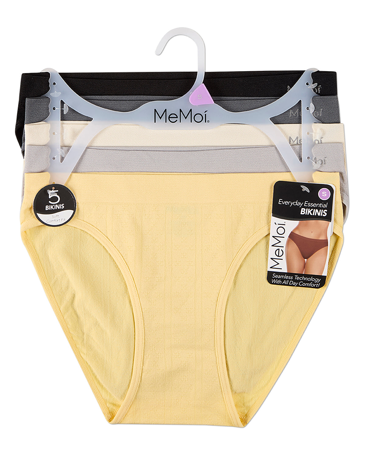 5 Pair Women's Seamless Pointelle Tag-Free No-Show Bikini Panties