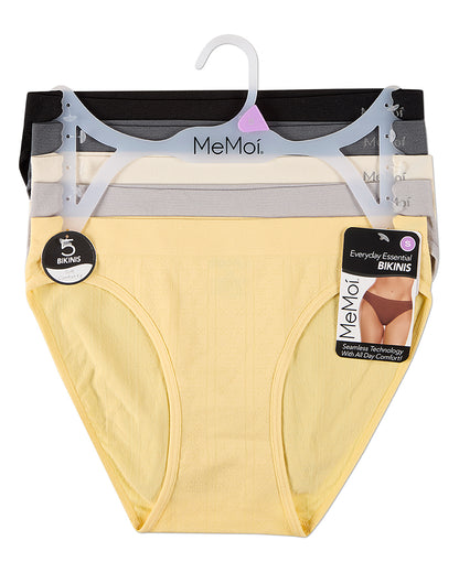 5 Pair Women's Seamless Pointelle Tag-Free No-Show Bikini Panties