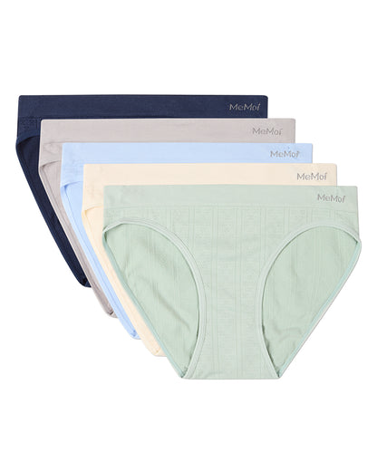 5 Pair Women's Seamless Pointelle Tag-Free No-Show Bikini Panties