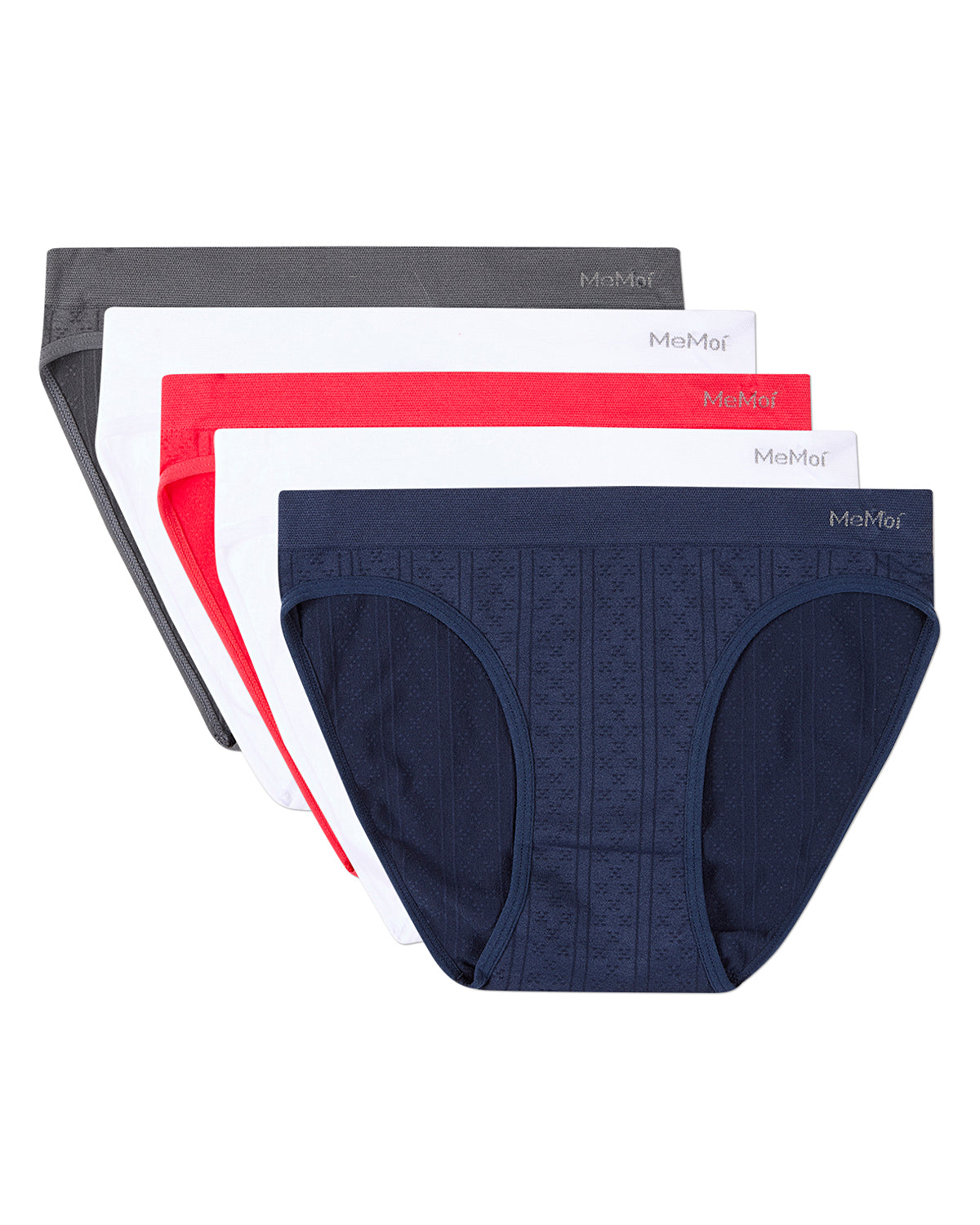 5 Pair Women's Seamless Pointelle Tag-Free No-Show Bikini Panties