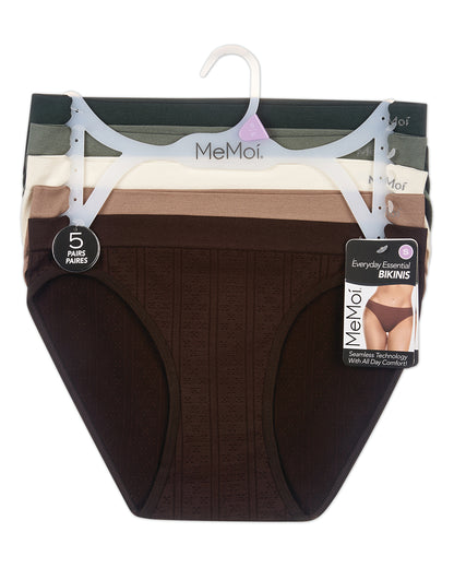5 Pair Women's Seamless Pointelle Tag-Free No-Show Bikini Panties