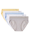 5 Pair Women's Seamless Striped Crinkle Ribbed Tag-Free Bikini Panties