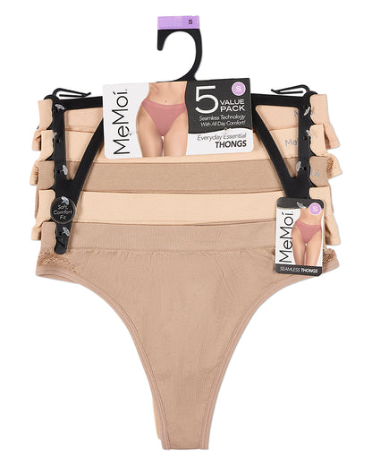 5 Pair Women's Seamless Side-Crochet Tag-Free Thong Panties