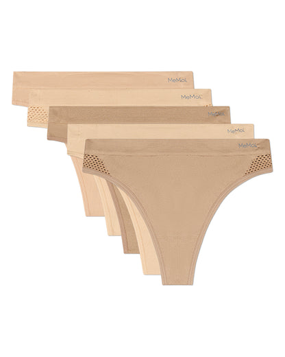 5 Pair Women's Seamless Side-Crochet Tag-Free Thong Panties