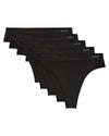Women's 5 Pair Pack Seamless Side Crochet Thongs : Color: Black
