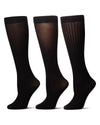 Women's 3 Pair Pack Fine Rib/Solid/ Wide Rib Trouser Socks : Color: Black-Black-Black