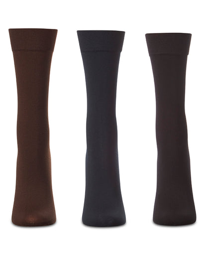 3 Pair Women's Opaque Solid Color Microfiber 40 Denier Trouser Socks